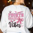 4th Fourth Grade Vibes Back To School Coquette Teacher Girl Women's Sweatshirt Back Print White 4th Fourth Grade Vibes Back To School Coquette Teacher Girl Women's Sweatshirt Back Print White