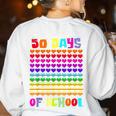 50 Days Of School Hearts Teacher Happy 50th Day Of School Women's Sweatshirt Back Print White 50 Days Of School Hearts Teacher Happy 50th Day Of School Women's Sweatshirt Back Print White