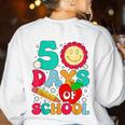 50 Days Of School Teacher Happy 50th Day Of School Kids Women's Sweatshirt Back Print White
