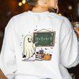 67 Teacher Halloween Ghost Six Seven Meme Math Joke Women's Sweatshirt Back Print White