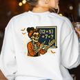 67 Teacher Halloween Skeleton Six Seven Meme Math Women's Sweatshirt Back Print White