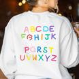 ABC Elemeno Kindergarten Teacher Boy Girl Kid Back To School Women's Sweatshirt Back Print White ABC Elemeno Kindergarten Teacher Boy Girl Kid Back To School Women's Sweatshirt Back Print White
