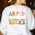 ABCD Kindergarten Rocks Back To School Teacher Kindergarten Women's Sweatshirt Back Print White