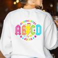 ABCD Kindergarten Rocks Back To School Teachers Students Women's Sweatshirt Back Print White ABCD Kindergarten Rocks Back To School Teachers Students Women's Sweatshirt Back Print White