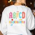 ABCD Kindergarten Rocks Pencil Lightning Teachers Rock Boys Women's Sweatshirt Back Print White