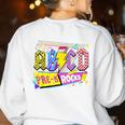 ABCD Pre-K Rocks Back To School PreK Kindergarten Teacher Women's Sweatshirt Back Print White ABCD Pre-K Rocks Back To School PreK Kindergarten Teacher Women's Sweatshirt Back Print White