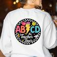 ABCD The Teacher Tour Back To School First Day Of School Women's Sweatshirt Back Print White