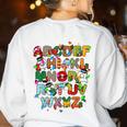 ABCs Learning Kindergarten Teacher Christmas Lights Alphabet For Men Women Kids Women's Sweatshirt Back Print White ABCs Learning Kindergarten Teacher Christmas Lights Alphabet For Men Women Kids Women's Sweatshirt Back Print White