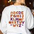 ABCs Learning Kindergarten Teacher Halloween Alphabet Women's Sweatshirt Back Print White ABCs Learning Kindergarten Teacher Halloween Alphabet Women's Sweatshirt Back Print White