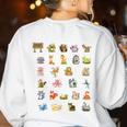Alphabet Animals Back To School Pre-K Kindergarten Teacher Women's Sweatshirt Back Print White Alphabet Animals Back To School Pre-K Kindergarten Teacher Women's Sweatshirt Back Print White