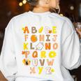 Alphabet Turkey Thanksgiving Costume Preschool Teacher Men Women Women's Sweatshirt Back Print White