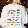 Alphabet Vehicles ABCs Learning Teachers Kids Boys Girls Women's Sweatshirt Back Print White