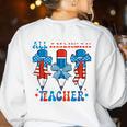 All American Teacher Pencil Coquette Bow USA Flag Teachers Women's Sweatshirt Back Print White