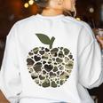 Apple Hearts Teacher Camouflage Clothing School Camo Apple For Men Women Girls Kids Women's Sweatshirt Back Print White