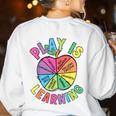 Apple Retro Play Is Learning Kindergarten Teacher Daycare Women's Sweatshirt Back Print White Apple Retro Play Is Learning Kindergarten Teacher Daycare Women's Sweatshirt Back Print White