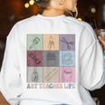 Art Teacher Life Retro Groovy Teaching Future Artists Women's Sweatshirt Back Print White Art Teacher Life Retro Groovy Teaching Future Artists Women's Sweatshirt Back Print White