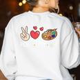 Art Teacher Peace Love Art For Artists And Painters Women's Sweatshirt Back Print White Art Teacher Peace Love Art For Artists And Painters Women's Sweatshirt Back Print White