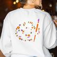 Art Teacher Pumpkin Scary Halloween Costume Men Women Women's Sweatshirt Back Print White