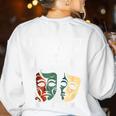 Theatre Teacher Drama Lover Theatre Mask Drama Teacher Women's Sweatshirt Back Print White Theatre Teacher Drama Lover Theatre Mask Drama Teacher Women's Sweatshirt Back Print White