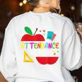 Attendance Matters Teacher Apple For Back To School Women's Sweatshirt Back Print White Attendance Matters Teacher Apple For Back To School Women's Sweatshirt Back Print White