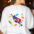 Autism Awareness Teacher I Teach Awesome Superheroes Women's Sweatshirt Back Print White