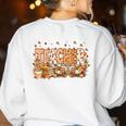 Autumn Pumpkin Thanksgiving Coffee Floral Teacher Fall Women's Sweatshirt Back Print White