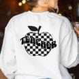 Back To School Checkered Apple Teacher Checkerboard Teacher For Men Women Girls Kids Women's Sweatshirt Back Print White