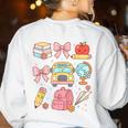 Back To School Coquette Teacher Women Girl Kindergarten PreK Women's Sweatshirt Back Print White Back To School Coquette Teacher Women Girl Kindergarten PreK Women's Sweatshirt Back Print White