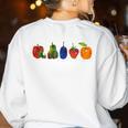 Back To School Cute Hungry Lover Fruits Teacher Women's Sweatshirt Back Print White
