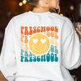 Back To School Groovy Smile Preschool Teachers Students Kids Women's Sweatshirt Back Print White Back To School Groovy Smile Preschool Teachers Students Kids Women's Sweatshirt Back Print White