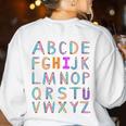 Back To School Kindergarten Alphabet ABC Teacher Women Kids Women's Sweatshirt Back Print White