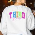 Back To School Neon Checkered Third Grade Colorful Teacher Women's Sweatshirt Back Print White Back To School Neon Checkered Third Grade Colorful Teacher Women's Sweatshirt Back Print White