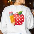 Back To School Pencil And Apple Teacher Student Women's Sweatshirt Back Print White Back To School Pencil And Apple Teacher Student Women's Sweatshirt Back Print White