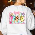 Back To School Pre-K Preppy Teacher Girl Women's Sweatshirt Back Print White Back To School Pre-K Preppy Teacher Girl Women's Sweatshirt Back Print White