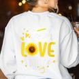 Back To School Teach Love And Inspire Teacher Sunflower Women's Sweatshirt Back Print White Back To School Teach Love And Inspire Teacher Sunflower Women's Sweatshirt Back Print White