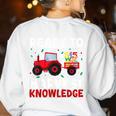 Back To School Teacher Farming Tractor Farmer Kids 100th Day Women's Sweatshirt Back Print White