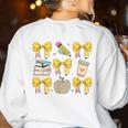 Back To School Yellow Bows Book Coffee Leopard Apple Teacher Women's Sweatshirt Back Print White Back To School Yellow Bows Book Coffee Leopard Apple Teacher Women's Sweatshirt Back Print White