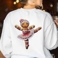 Ballet Dancer Gingerbread Christmas Dance Teacher Girl Women Women's Sweatshirt Back Print White Ballet Dancer Gingerbread Christmas Dance Teacher Girl Women Women's Sweatshirt Back Print White