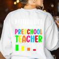 Battery Life Of a Preschool School Teacher School Week Women's Sweatshirt Back Print White Battery Life Of a Preschool School Teacher School Week Women's Sweatshirt Back Print White