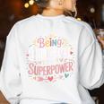 Being Bilingual Is A Superpower ESL Teacher School Women's Sweatshirt Back Print White Being Bilingual Is A Superpower ESL Teacher School Women's Sweatshirt Back Print White