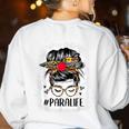Bleached Teacher Para Life Paraprofessional Cute Messy Bun For Men Women Girls Kids Women's Sweatshirt Back Print White