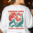 Boho Flower ESL Teacher Kindness Comes In Many Languages Women's Sweatshirt Back Print White Boho Flower ESL Teacher Kindness Comes In Many Languages Women's Sweatshirt Back Print White