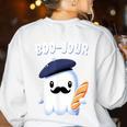 Boo Jour Ghost French Teacher Vintage Teacherlife Groovy Women's Sweatshirt Back Print White Boo Jour Ghost French Teacher Vintage Teacherlife Groovy Women's Sweatshirt Back Print White