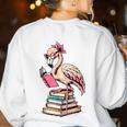 Book Lover Cute Flamingo Reading Teacher Librarian Women Women's Sweatshirt Back Print White