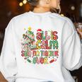 Book Tree All Is Calm Said No Teacher Ever Christmas Women's Sweatshirt Back Print White