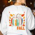 All Booked For Fall Book Pumpkin Autumn Thanksgiving Teacher Women's Sweatshirt Back Print White All Booked For Fall Book Pumpkin Autumn Thanksgiving Teacher Women's Sweatshirt Back Print White
