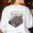 Books Rock Rock'n Roll Science Of Reading Teachers Guitar Women's Sweatshirt Back Print White Books Rock Rock'n Roll Science Of Reading Teachers Guitar Women's Sweatshirt Back Print White