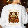 Books Are Spooktacular Ghost Book Reading Halloween Teachers Women's Sweatshirt Back Print White