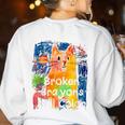 Broken Crayons Still Color Cat Teacher Women's Sweatshirt Back Print White