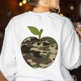 Camo Apple Camouflage Clothing School Student Camo Teacher Men Women Kids Women's Sweatshirt Back Print White
